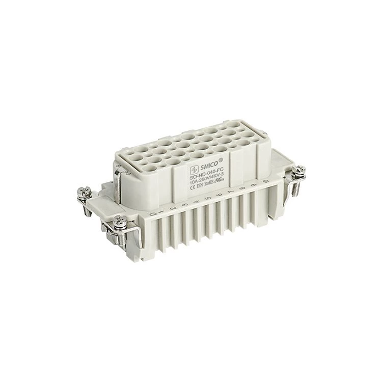 Connecteur électrique multibroches robuste HD-040, fiche femelle multiple