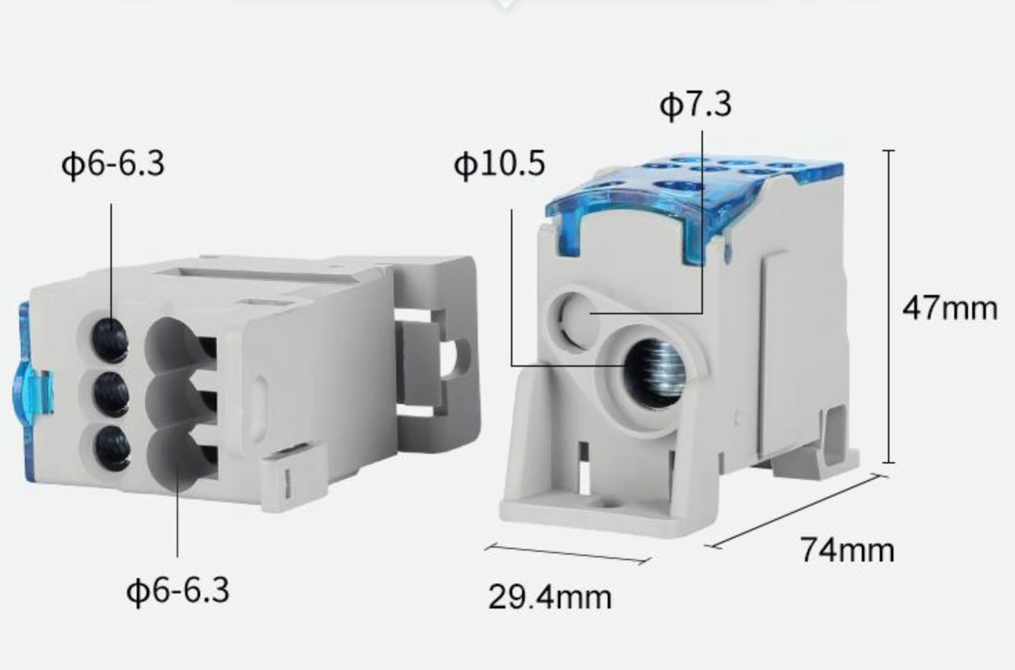 Bornier de distribution à vis pour rail DIN UKK 125 A