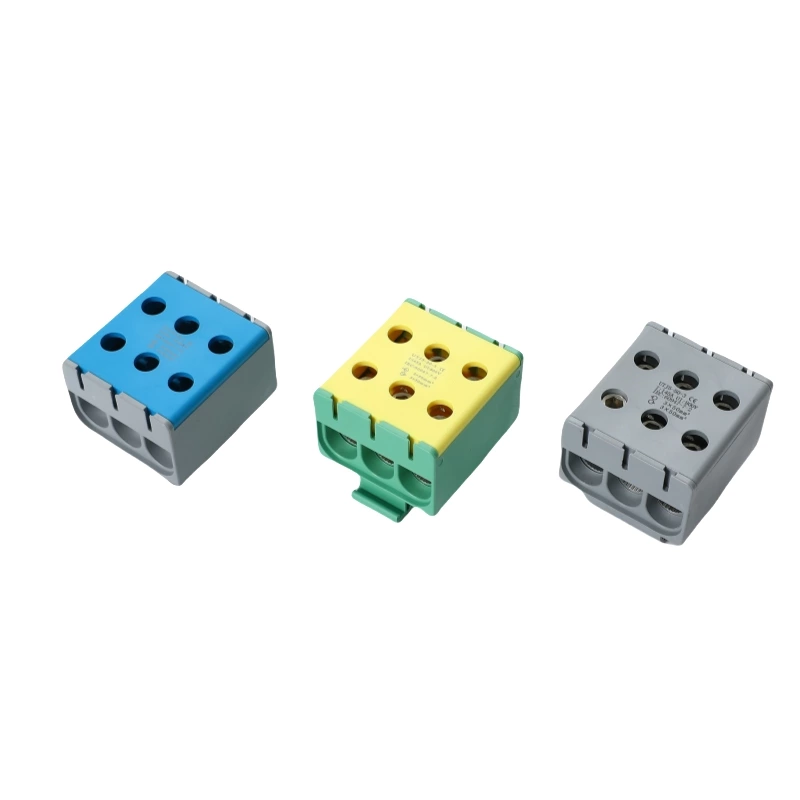 Borniers de connexion à vis pour barre omnibus électrique en aluminium pour rail DIN SOT5-50-3, 3 x 50 mm²