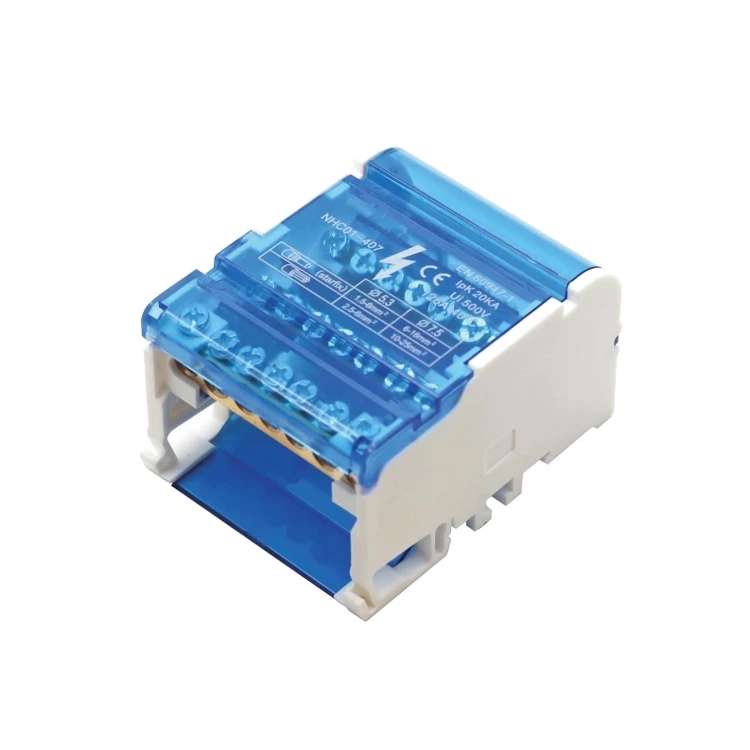 Borne de rail DIN 4 voies UKK407/125 125A 500V Barre de cuivre Blocs de distribution d'alimentation PA Boîte de câbles