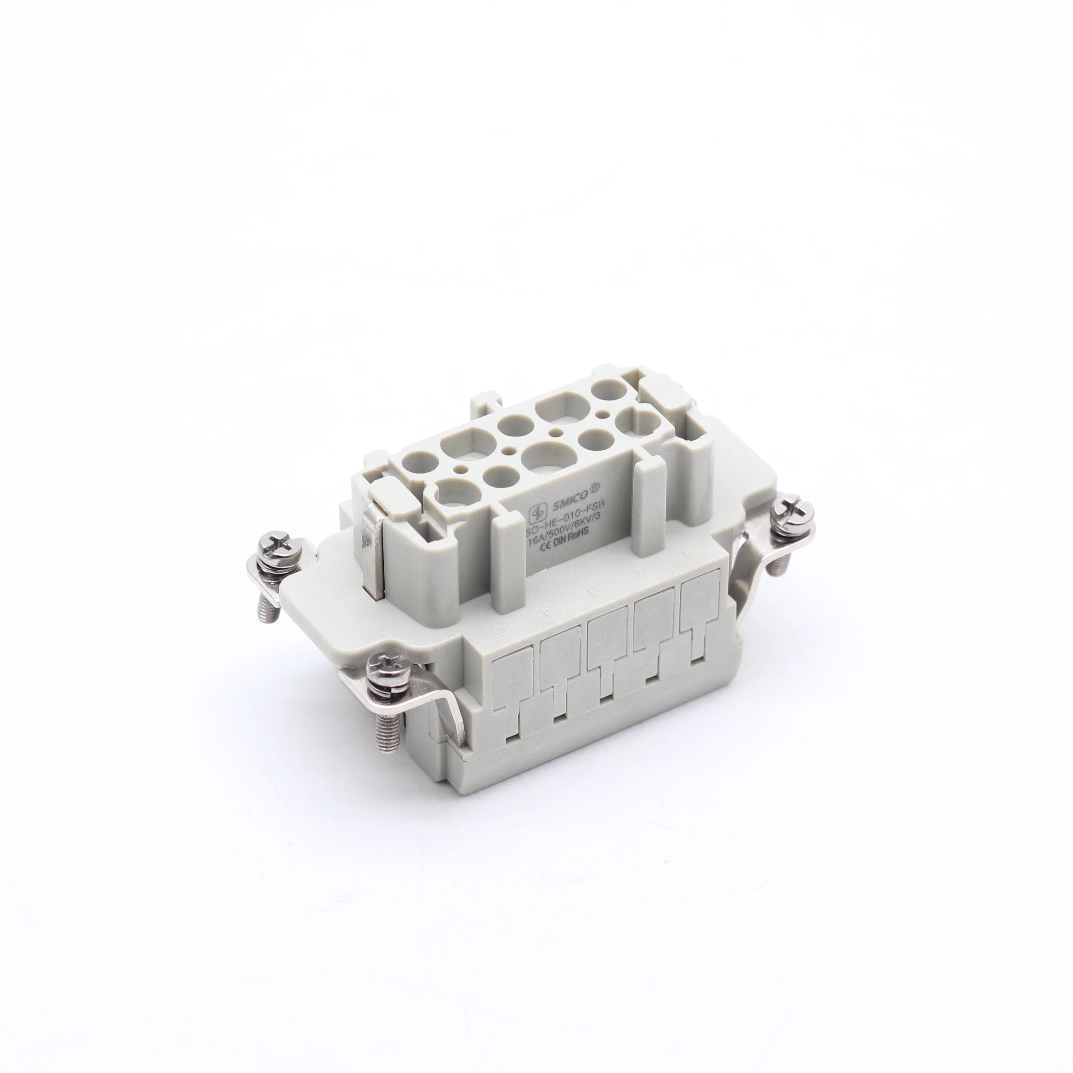 Connecteur robuste 10 broches 16 A, insertion femelle 10 broches, borne à ressort HE-010-FSB