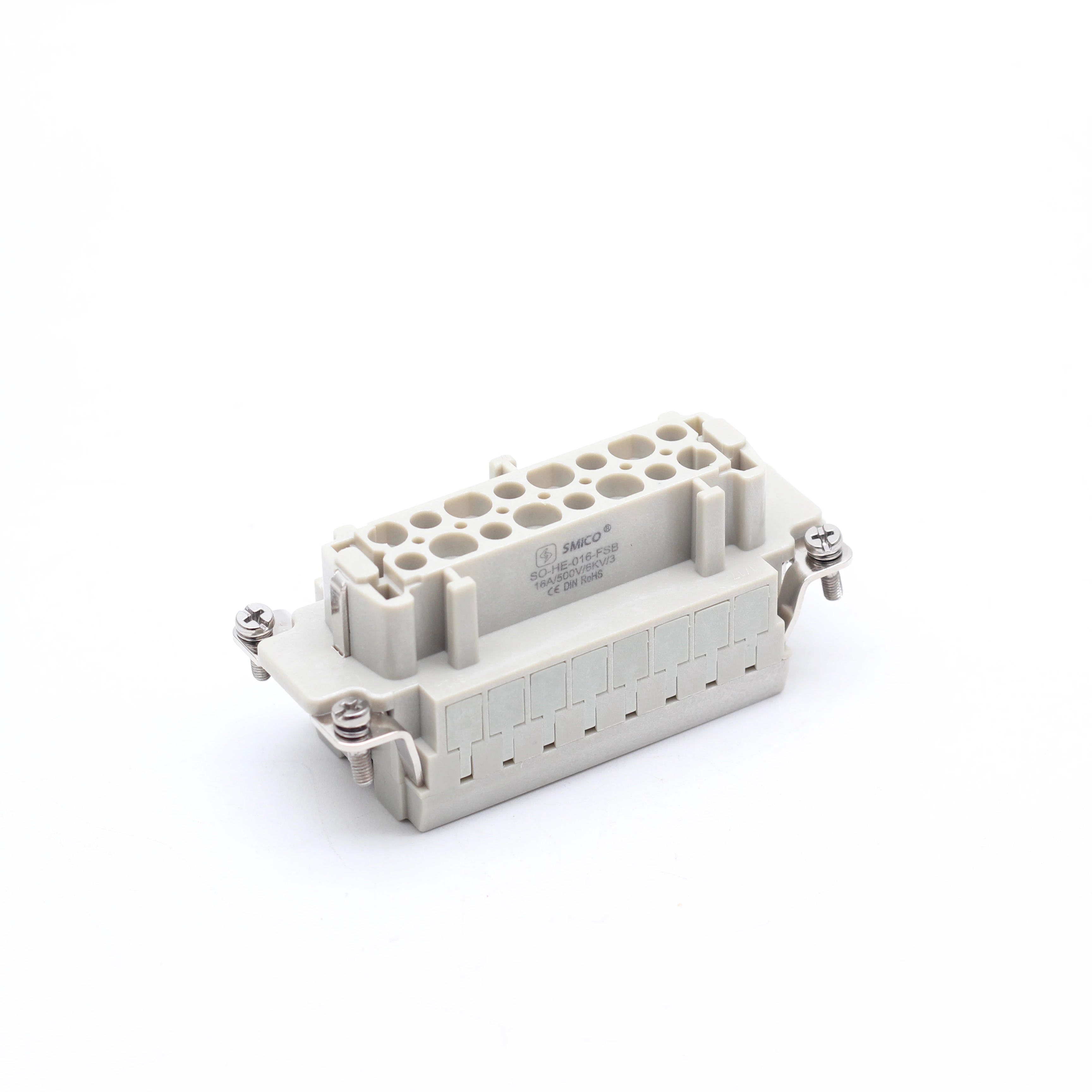 Connecteur industriel robuste HE-016-FSB, borne à ressort femelle 16 A, 16 broches