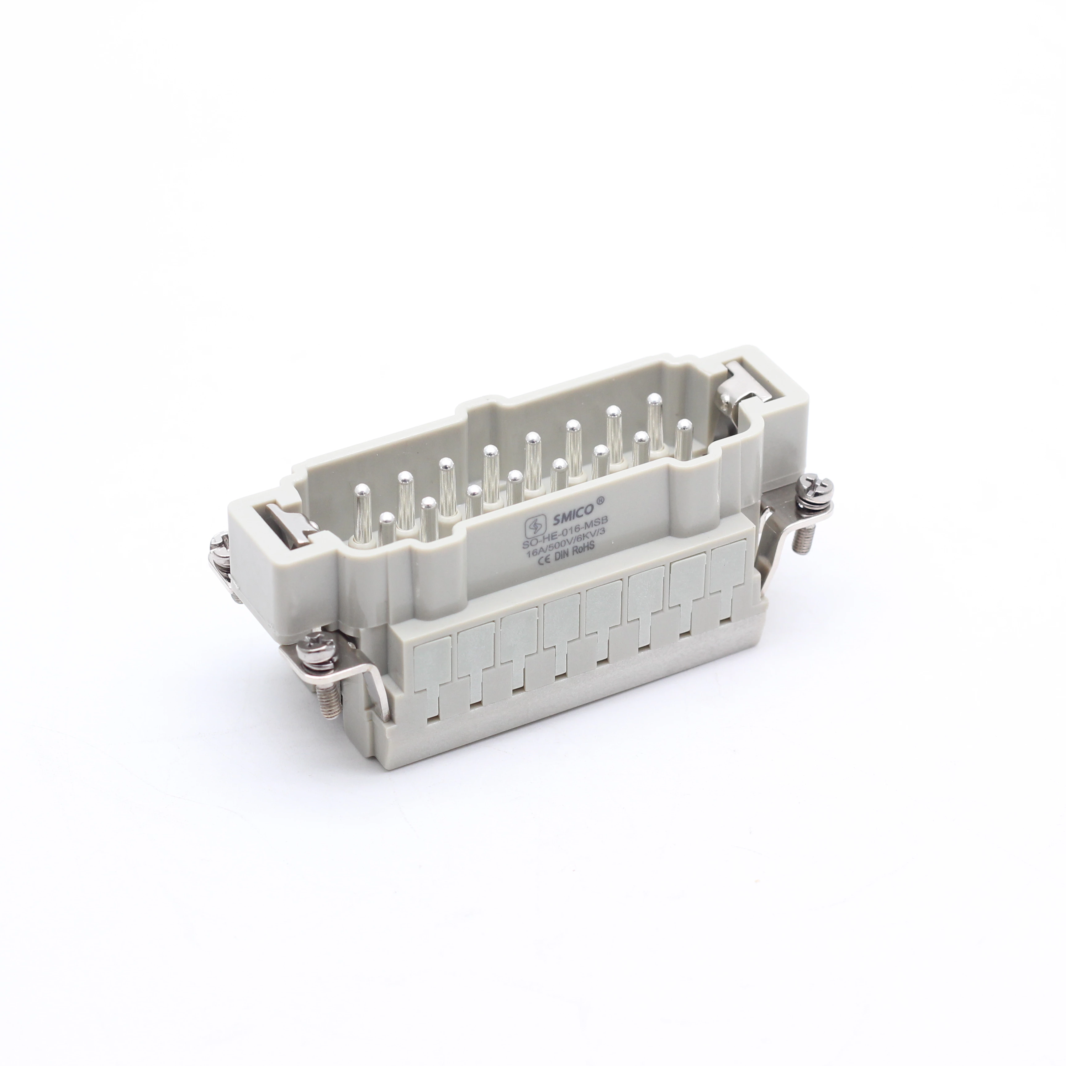 Connecteur industriel robuste HE-016-MSB, borne à ressort 16 A, 16 broches